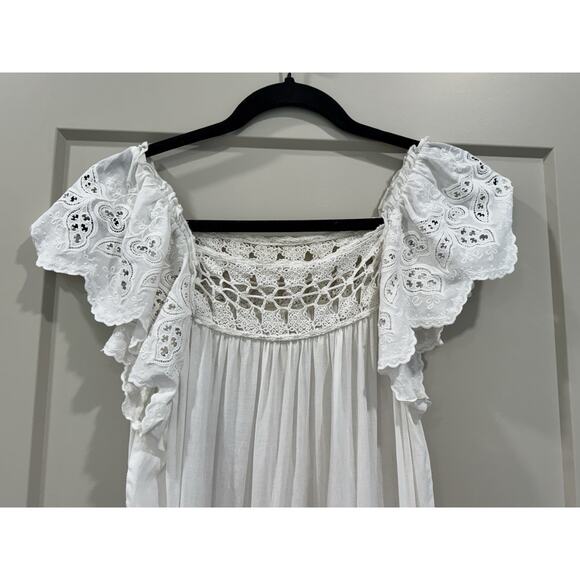 Ulla Johnson Openline Dress Blanc White Layered Midi Small Lace - Picture 7 of 10